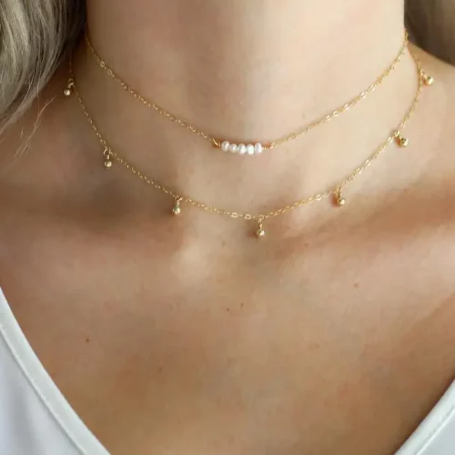 Gold Dainty Pearl Choker