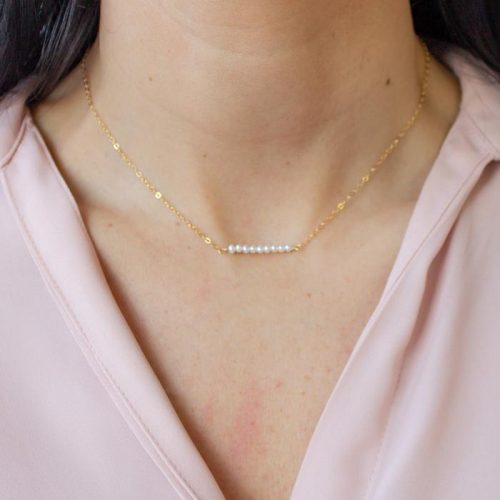 Dainty Gold Freshwater Pearl Bar Necklace