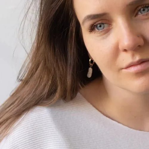 Gold Mini Biwa Pearl Hoop Earrings